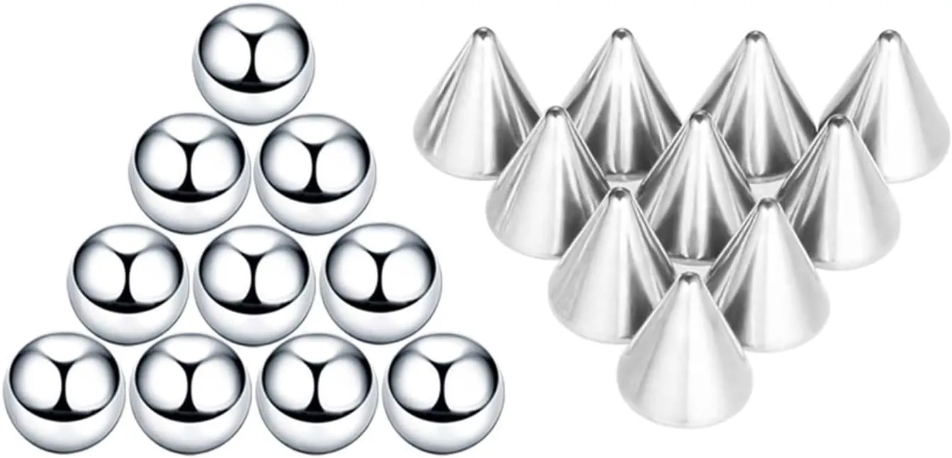 COLORFUL BLING Fake Eyebrow Nose Lip Ring Labret Studs Stainless Steel Replacement Balls Spike with 20pcs Sticker Non-Piercing Body Jewelry Fake Skin Sticker Piercing