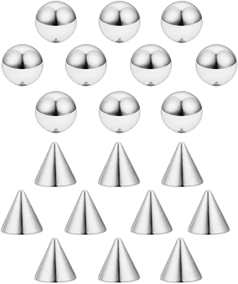 COLORFUL BLING Fake Eyebrow Nose Lip Ring Labret Studs Stainless Steel Replacement Balls Spike with 20pcs Sticker Non-Piercing Body Jewelry Fake Skin Sticker Piercing
