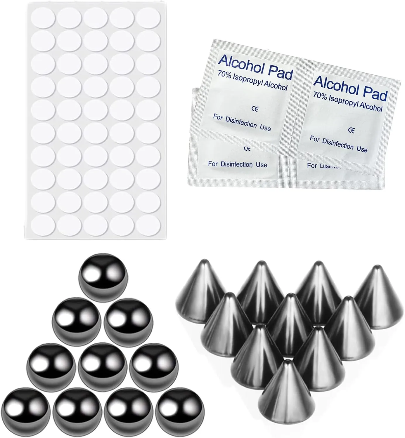 COLORFUL BLING Fake Eyebrow Nose Lip Ring Labret Studs Stainless Steel Replacement Balls Spike with 20pcs Sticker Non-Piercing Body Jewelry Fake Skin Sticker Piercing