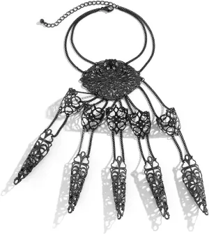 COLORFUL BLING Gothic Vintage Witch Finger Nail Tip Claw Chain Rings for Women Belly Dance Gypsy Egyptian Bracelet with Finger Nails for Halloween Costume Party Jewelry -Style 3