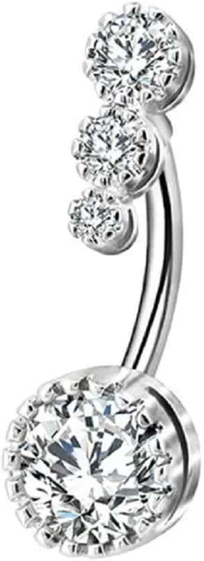 COLORFUL BLING Heart Belly Button Rings Pave CZ Crystal Top Down Belly Rings 14G 316L Surgical Steel Navel Piercing Jewelry