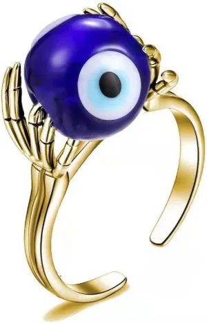 COLORFUL BLING Lucky Evil Eye Adjustable Spinner Fidget Stackable Ring Skull Claw Skeleton Anxiety for Women Men Protection Ojo Amulet Hamsa Jewelry