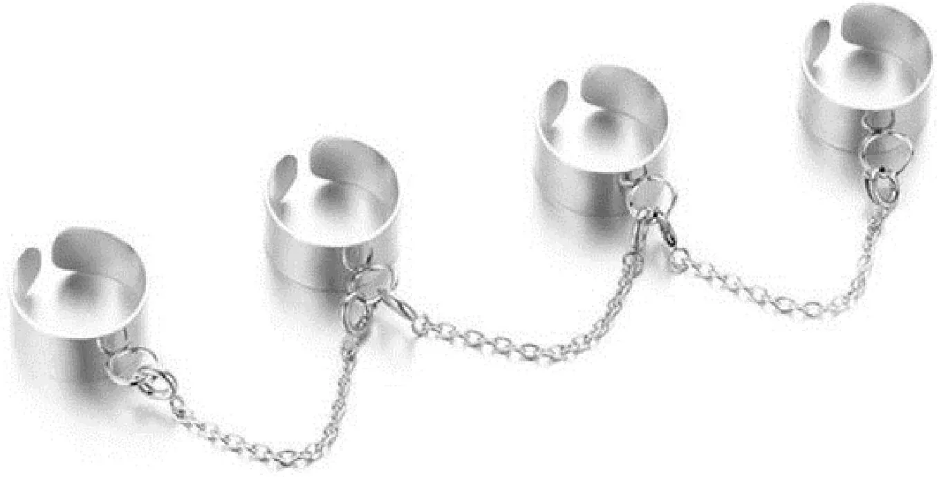 COLORFUL BLING Punk Chain Open Cuff Finger Rings Set Adjustable Hip Hop Belt Cross Stackable Statement Knuckle Ring Link Multiple Gothic for Women Men Party Jewelry