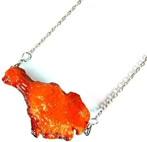 COLORFUL BLING Simulation Fried Chicken Pendant Necklace Lovely Funny handmade Imitation Food Chicken Legs Wings Necklace Keychain Resin Creative Barbecue Necklace for Women Party Jewelry