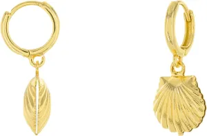 Columbus 14K Gold Plated Shell Stud Earrings - Cute Statement Seashell Post Studs - Gift Ideas for Women for Her