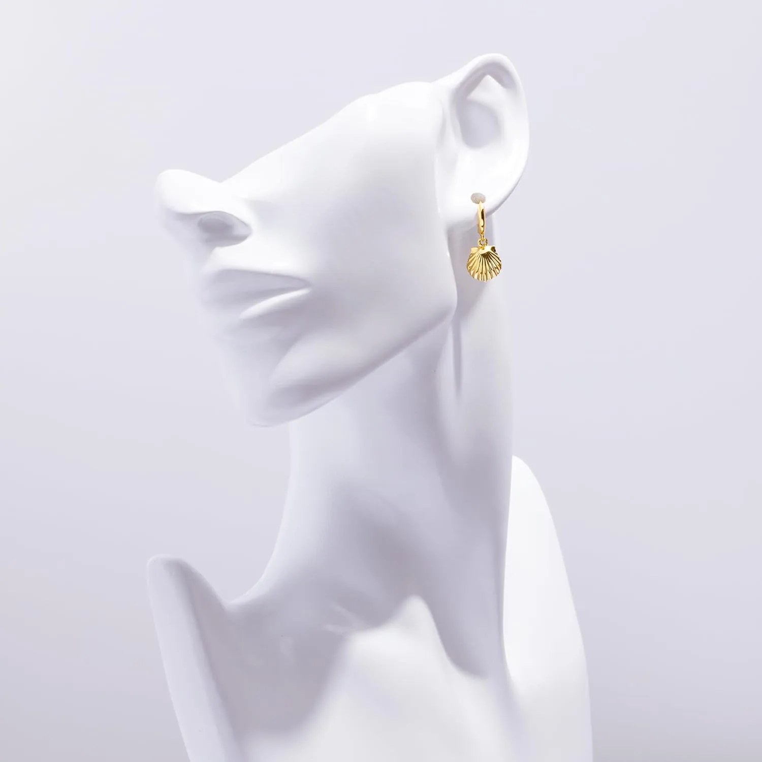 Columbus 14K Gold Plated Shell Stud Earrings - Cute Statement Seashell Post Studs - Gift Ideas for Women for Her