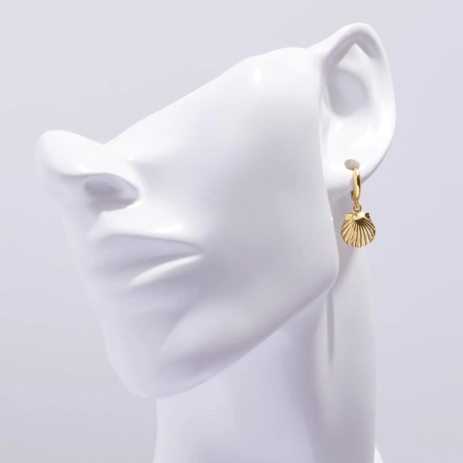Columbus 14K Gold Plated Shell Stud Earrings - Cute Statement Seashell Post Studs - Gift Ideas for Women for Her