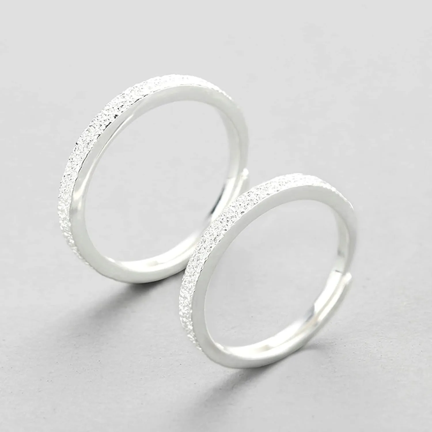 Couple Rings for Him and Her, Sterling Silver Rings Set Rock Texture Pattern Birthday Gift Ring