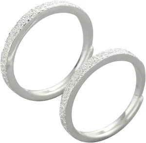 Couple Rings for Him and Her, Sterling Silver Rings Set Rock Texture Pattern Birthday Gift Ring