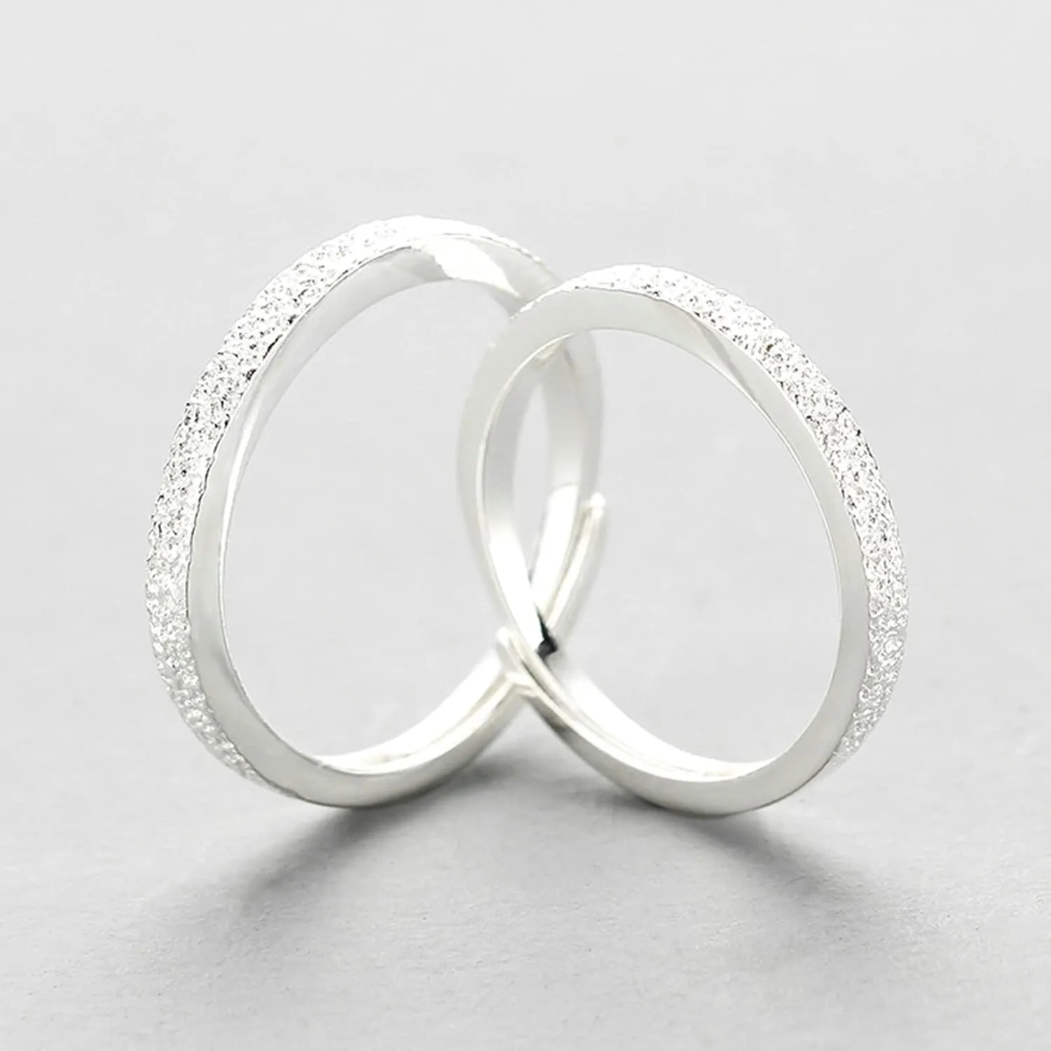 Couple Rings for Him and Her, Sterling Silver Rings Set Rock Texture Pattern Birthday Gift Ring