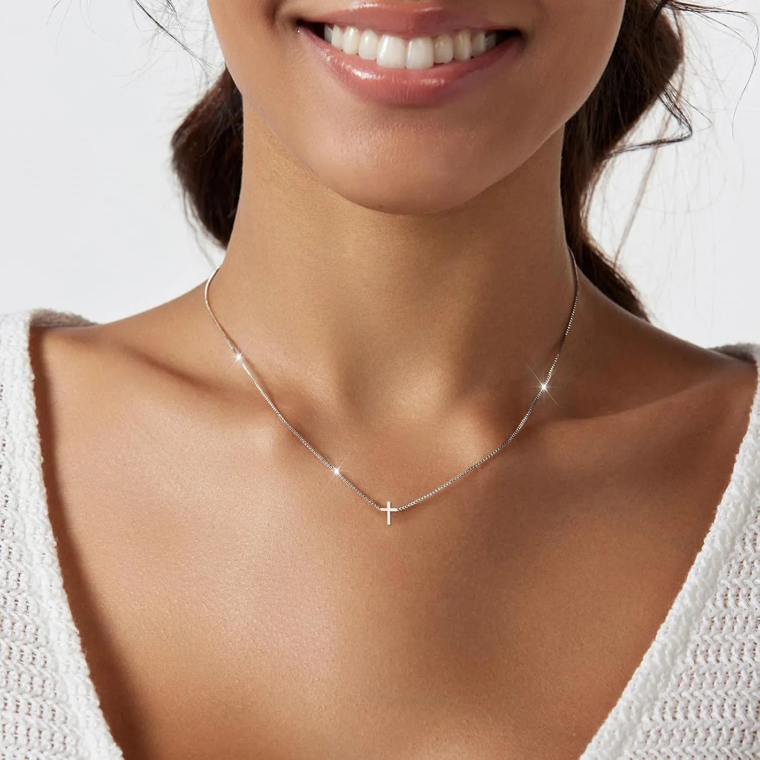Cross Necklace for Women Dainty 14K Gold Silver Plated Small Cross Pendant Choker Simple Cute Cross Gold Necklace for Women Trendy Faith Jewelry Gift