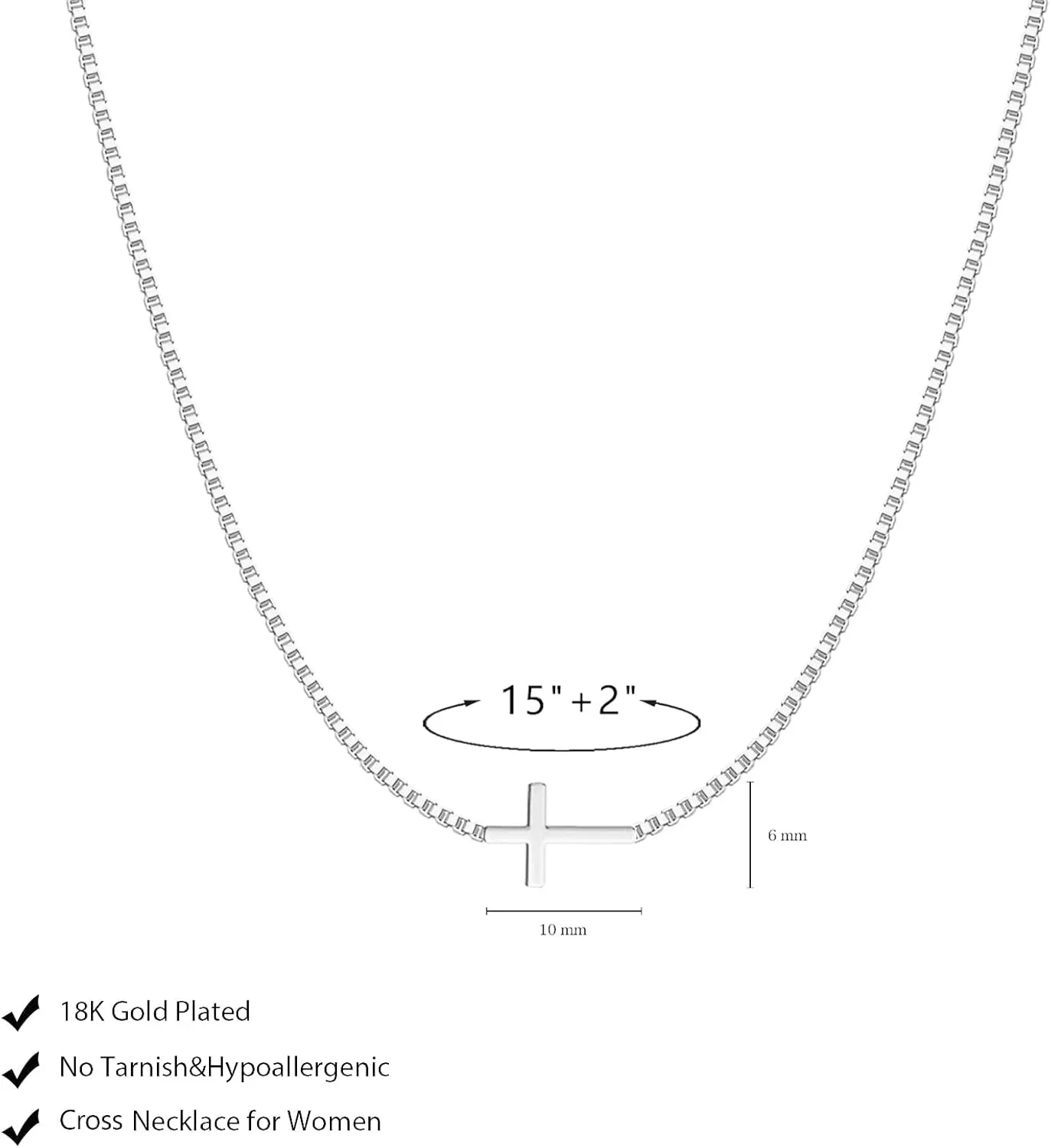 Cross Necklace for Women Dainty 14K Gold Silver Plated Small Cross Pendant Choker Simple Cute Cross Gold Necklace for Women Trendy Faith Jewelry Gift