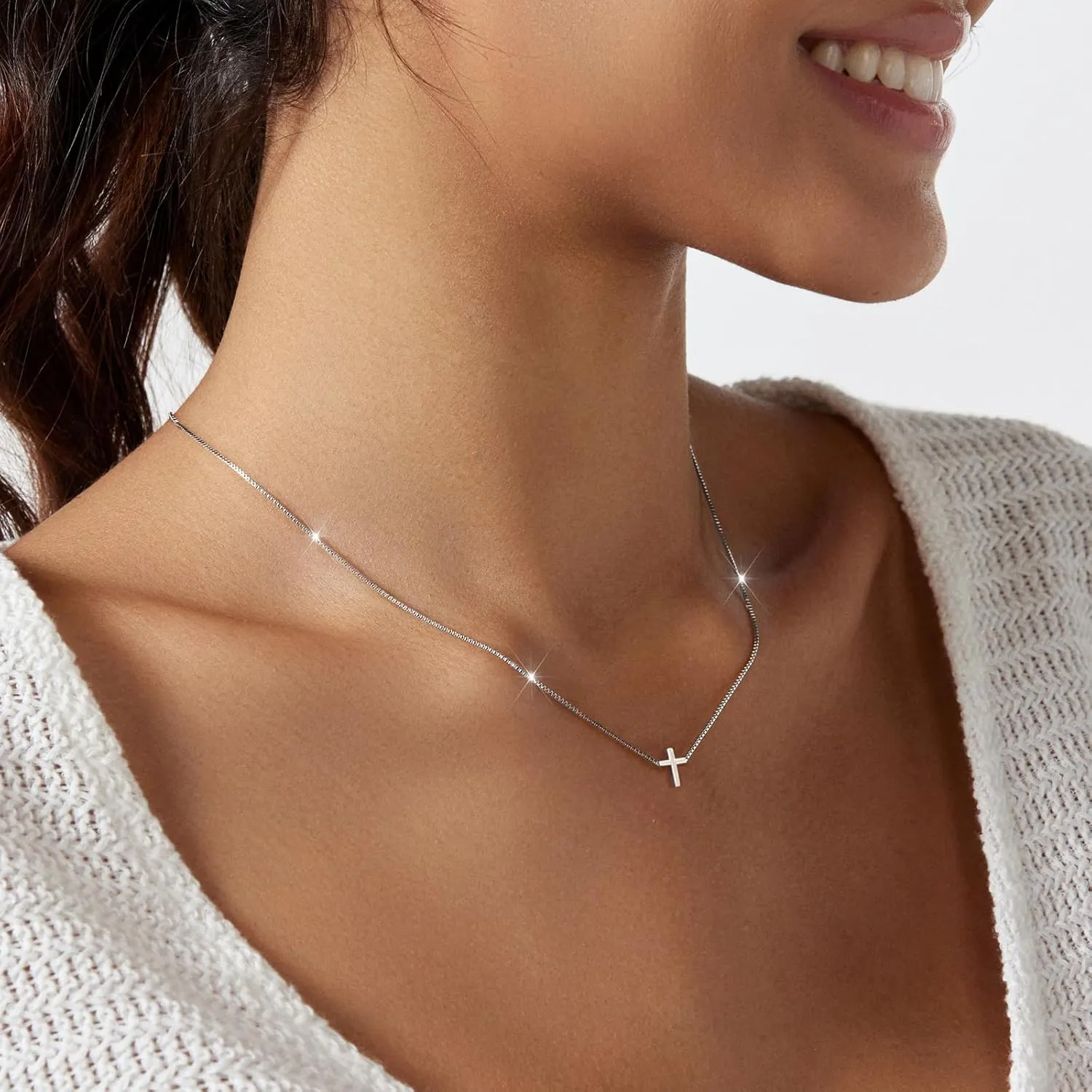 Cross Necklace for Women Dainty 14K Gold Silver Plated Small Cross Pendant Choker Simple Cute Cross Gold Necklace for Women Trendy Faith Jewelry Gift