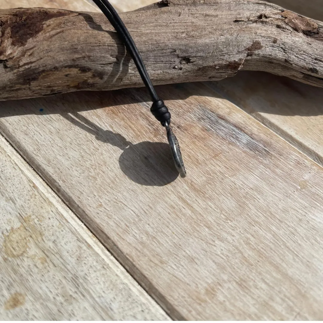 Cross Necklace Mens - Men Cross Coin, Religious Pendant, Medallion Necklaces, Christmas Gift, Catholic Pendant, Christian Charms, Women Gifts to Husband, Cute Crosses (Gunmetal, Black Leather)