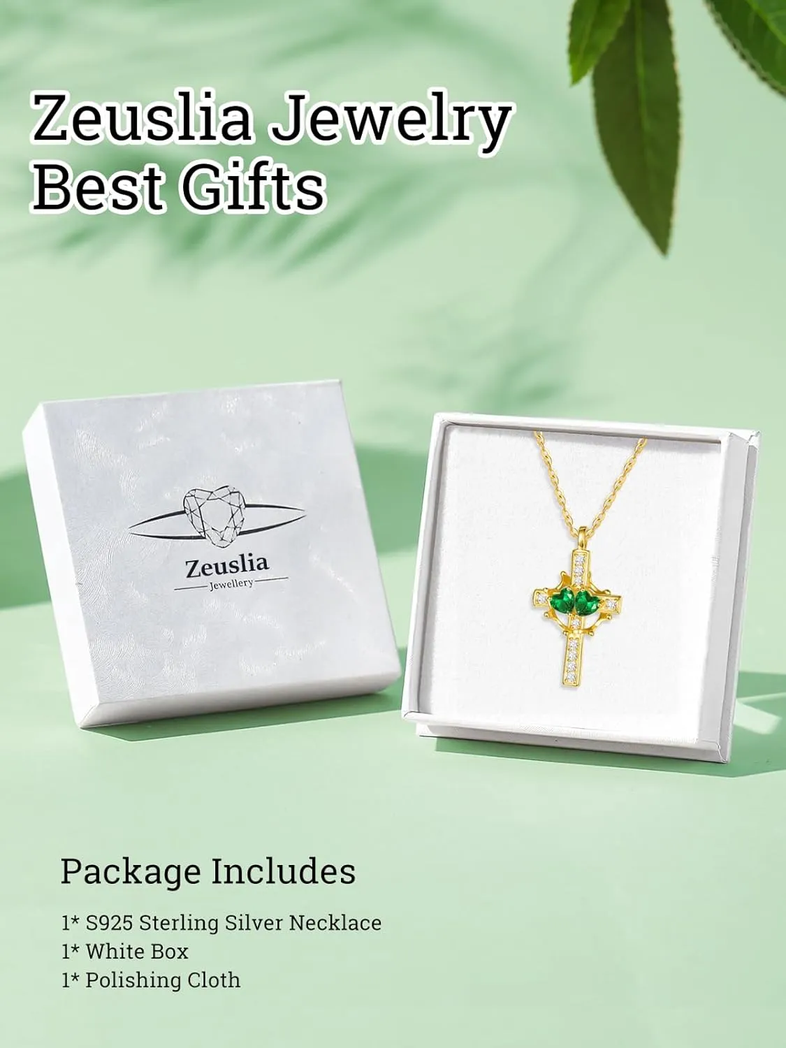 Crown Cross Necklace for Women Crown Cross Pendant Double Birthstones Jewelry Anniversary Wedding Birthday Gifts for Women
