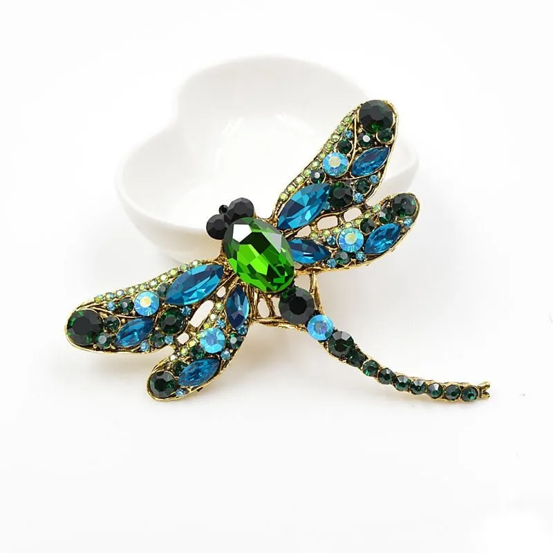 Crystal Vintage Dragonfly Brooch