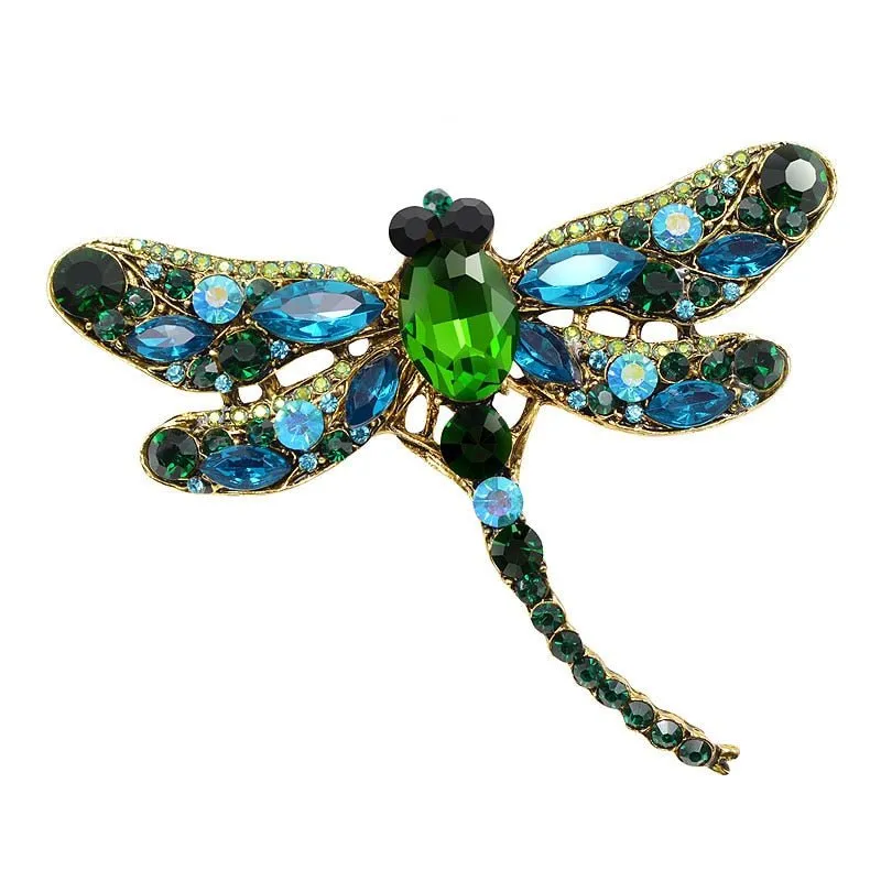 Crystal Vintage Dragonfly Brooch