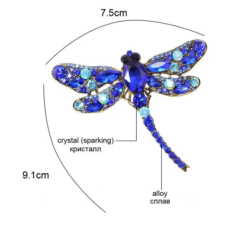 Crystal Vintage Dragonfly Brooch