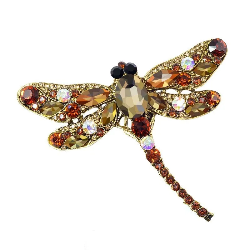 Crystal Vintage Dragonfly Brooch