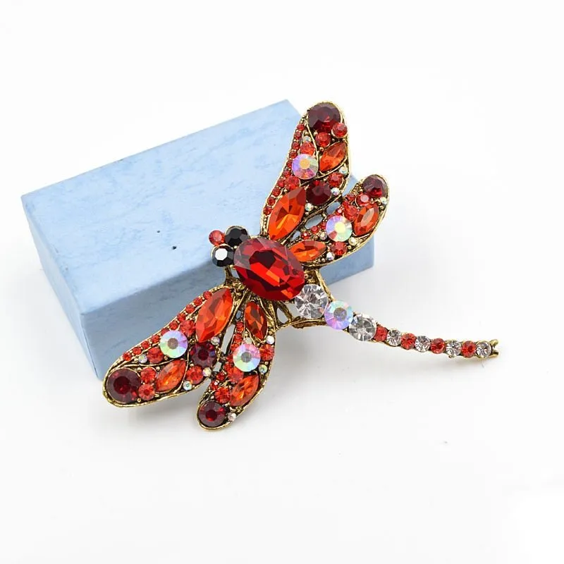 Crystal Vintage Dragonfly Brooch