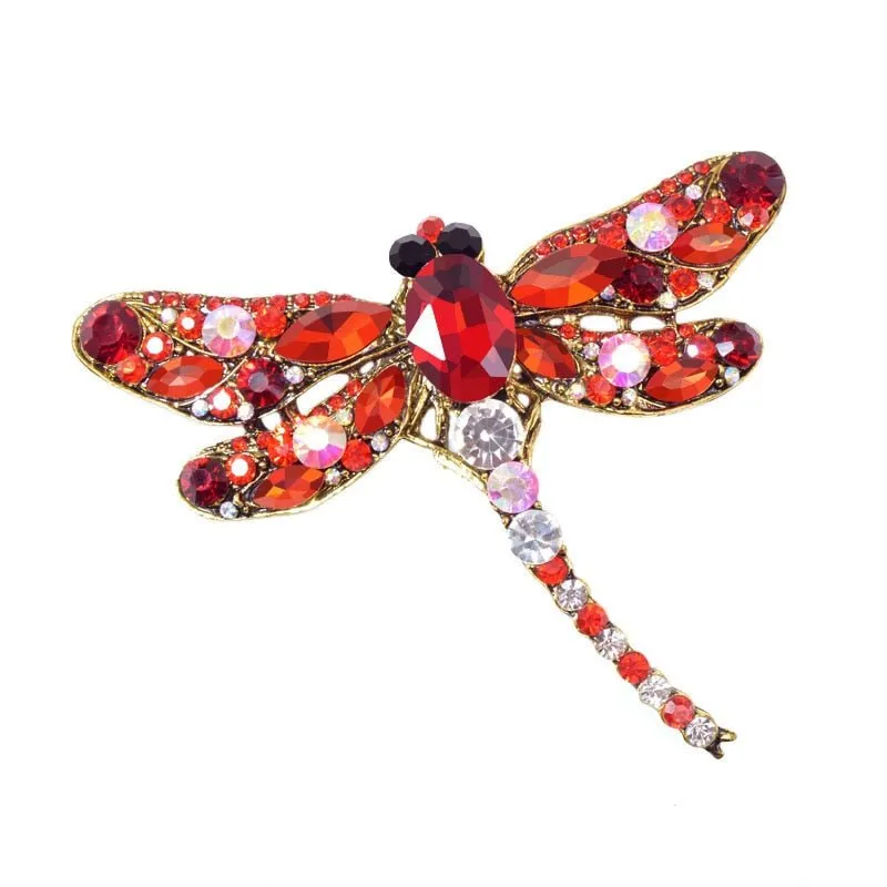 Crystal Vintage Dragonfly Brooch