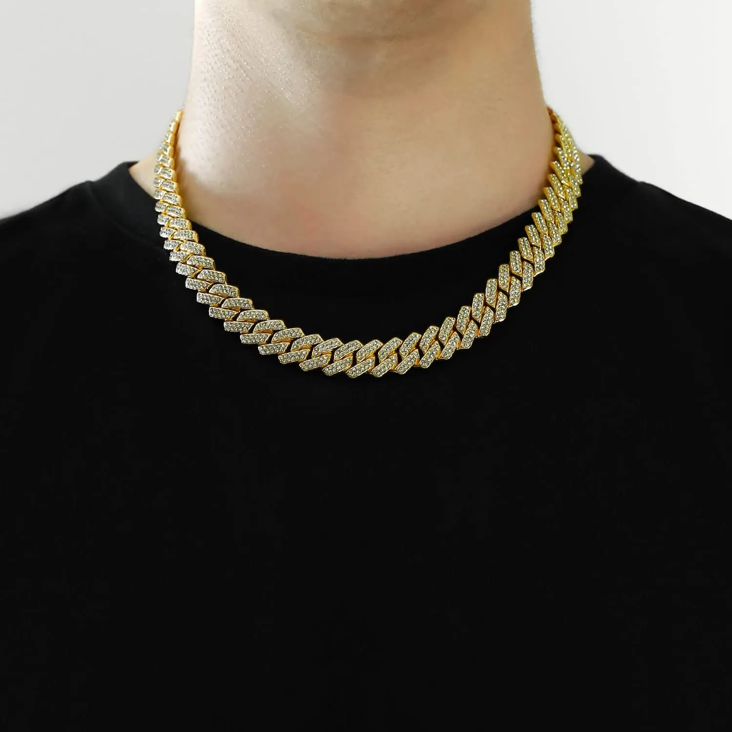 Cuban Link Chain For Men Women Iced Out Chain Miami Cuban Necklace Bling Diamond Chains Hip Hop Jewelry 13mm Silver Gold
