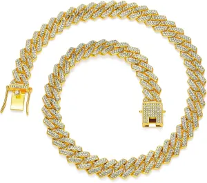 Cuban Link Chain For Men Women Iced Out Chain Miami Cuban Necklace Bling Diamond Chains Hip Hop Jewelry 13mm Silver Gold