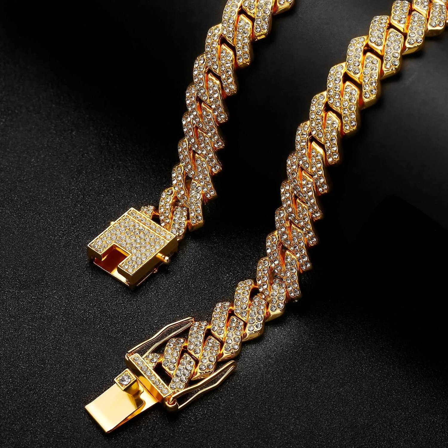 Cuban Link Chain For Men Women Iced Out Chain Miami Cuban Necklace Bling Diamond Chains Hip Hop Jewelry 13mm Silver Gold