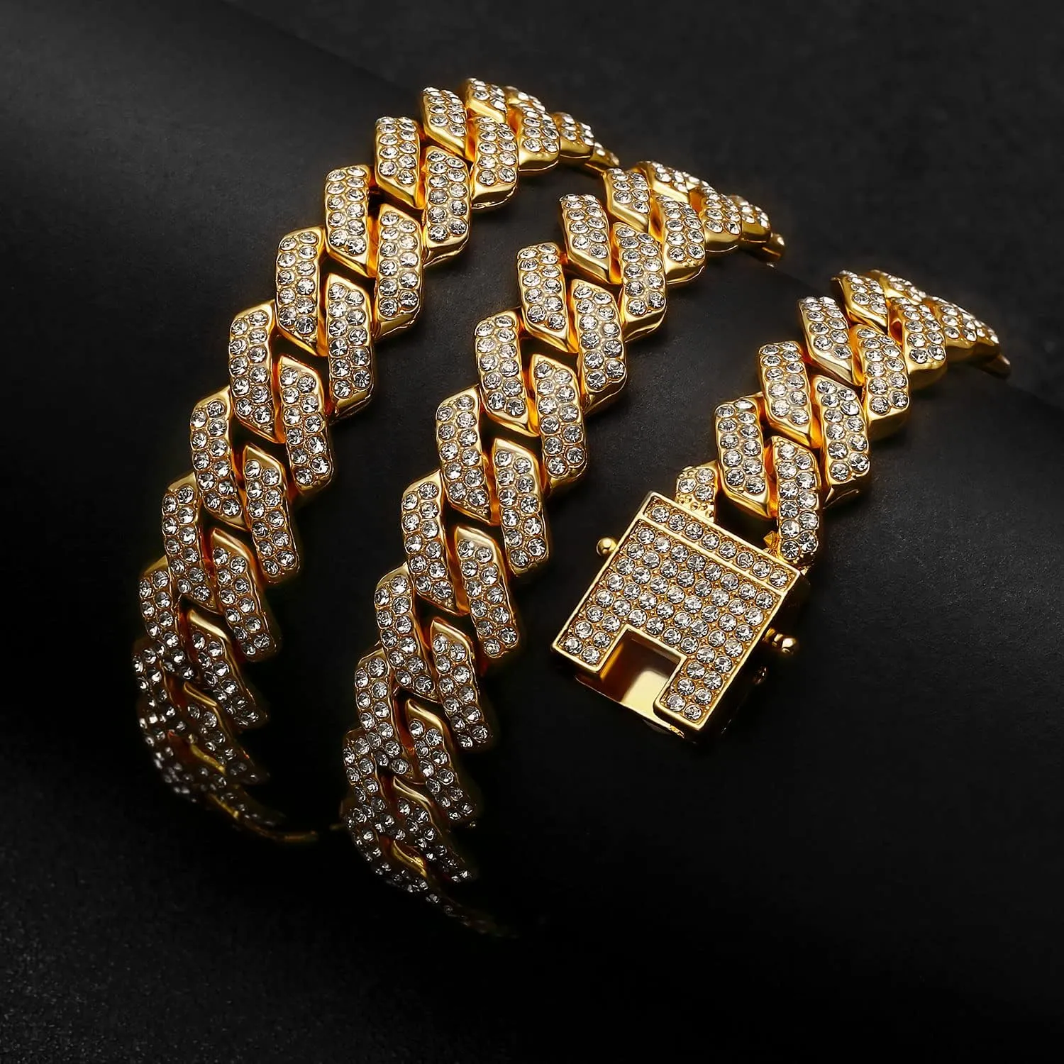Cuban Link Chain For Men Women Iced Out Chain Miami Cuban Necklace Bling Diamond Chains Hip Hop Jewelry 13mm Silver Gold