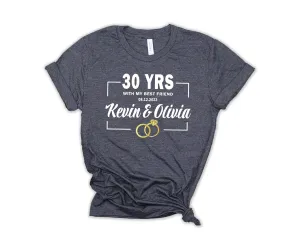 Custom Anniversary T Shirts, Matching Anniversary Shirts For Couple, Personalized Anniversary T-Shirts, Personalized 30th Anniversary Gift, Couple Shirts With Graphic Wedding Rings (Unisex Crewneck)