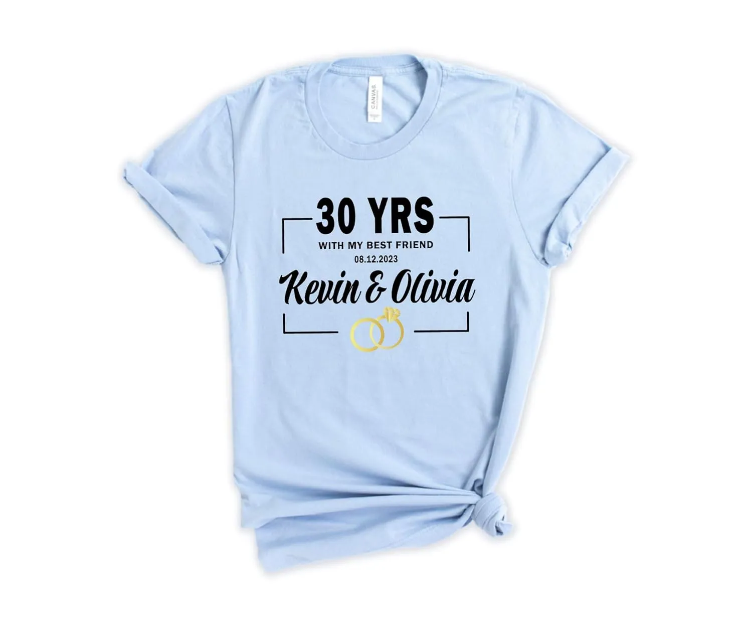 Custom Anniversary T Shirts, Matching Anniversary Shirts For Couple, Personalized Anniversary T-Shirts, Personalized 30th Anniversary Gift, Couple Shirts With Graphic Wedding Rings (Unisex Crewneck)