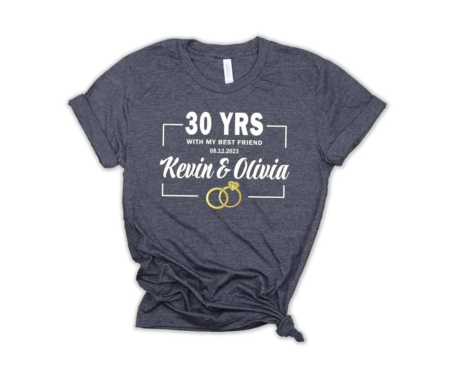 Custom Anniversary T Shirts, Matching Anniversary Shirts For Couple, Personalized Anniversary T-Shirts, Personalized 30th Anniversary Gift, Couple Shirts With Graphic Wedding Rings (Unisex Crewneck)