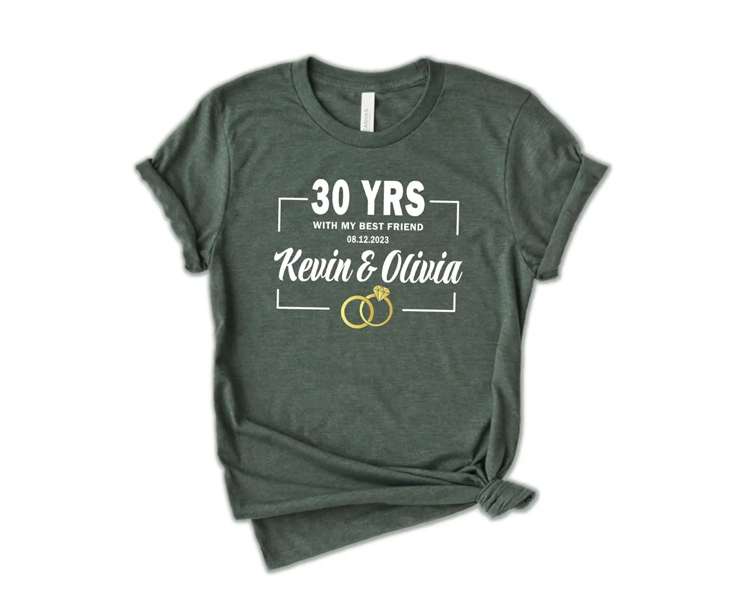 Custom Anniversary T Shirts, Matching Anniversary Shirts For Couple, Personalized Anniversary T-Shirts, Personalized 30th Anniversary Gift, Couple Shirts With Graphic Wedding Rings (Unisex Crewneck)