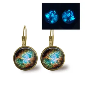 Custom Glowing Galaxy Dangle Earrings - Choose from 24 Outer Space Images - Glow in the Dark Constellation Star Nebula Jewelry