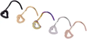 Cute Cartilage Earrings for Women, Nose Rings Surgical Steel Heart Multicolor Hollow Piercing Jewelry Lip Tongue 5Pcs Men