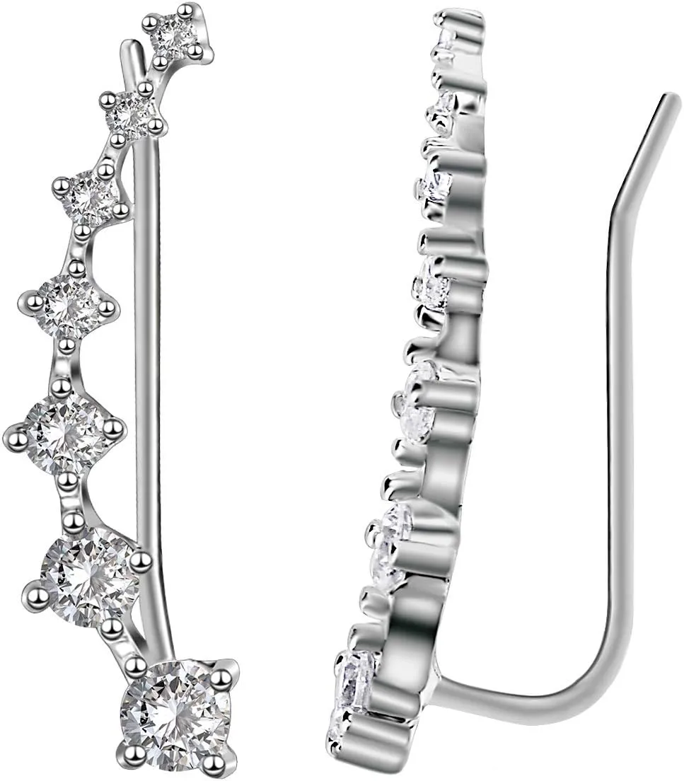 CZ Stud Earrings 925 Sterling Silver 18K Gold Plated Round Cubic Zirconia Hypoallergenic Set