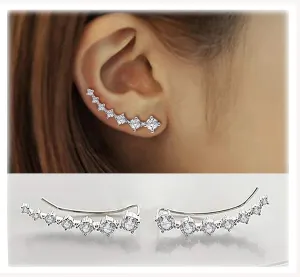 CZ Stud Earrings 925 Sterling Silver 18K Gold Plated Round Cubic Zirconia Hypoallergenic Set