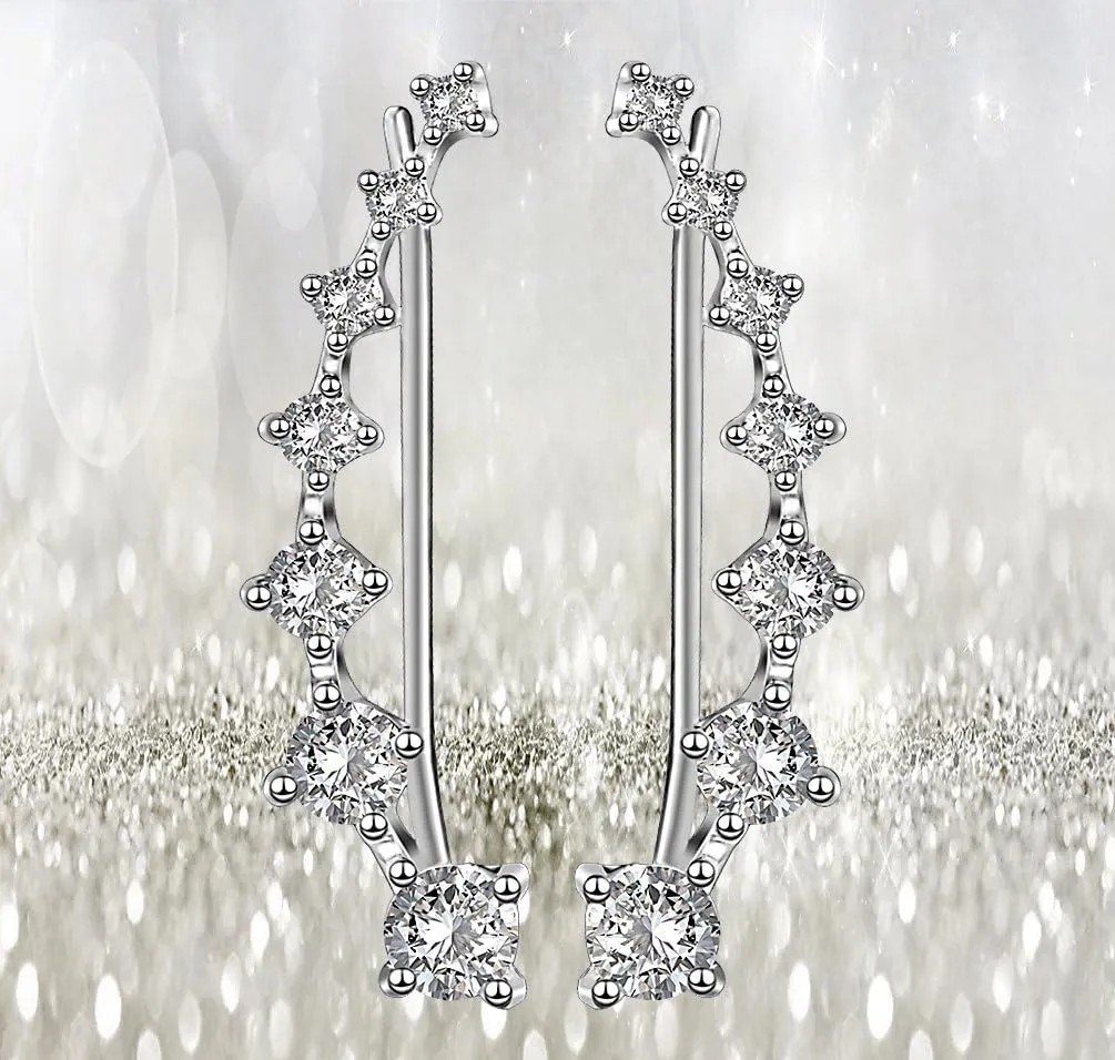 CZ Stud Earrings 925 Sterling Silver 18K Gold Plated Round Cubic Zirconia Hypoallergenic Set