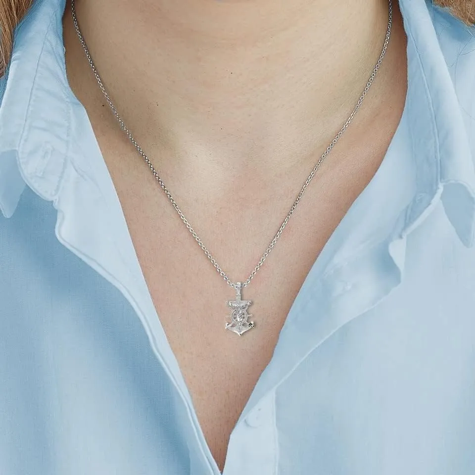 Dainty .925 Sterling Silver 0.90" Mariner Crucifix Anchor Cross Pendant Necklace - Choose Pendant Only or Necklace with 16-22 Chain