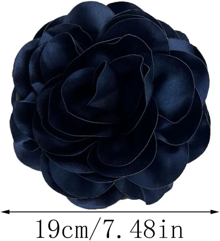 Dainty Satin Fabric Rose Flower Brooches 7.5in Large amellia Flower Brooches Lapel Pins Wedding Party Dance Dress Clothes Accessories Valentine's Day Gifts for Women