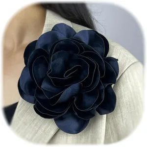 Dainty Satin Fabric Rose Flower Brooches 7.5in Large amellia Flower Brooches Lapel Pins Wedding Party Dance Dress Clothes Accessories Valentine's Day Gifts for Women