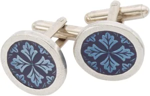 DANFORTH  Blue Medallion Cufflinks For Men, Set Of 2,   Handmade High End Metal Cuff Links For Men  Novelty Suit & Tux Accessories  Fancy Jewelry For Guys  Made In USA