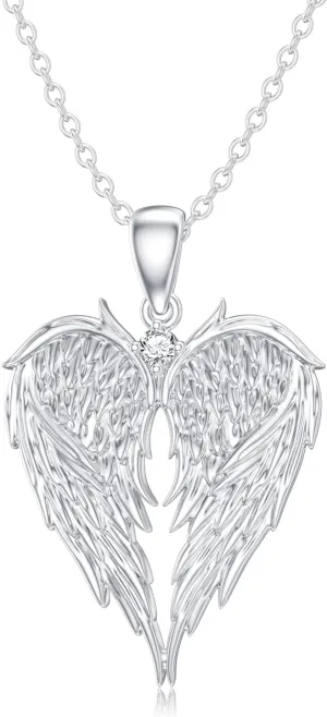 Diamond Angel Wing Necklace for Women in 925 Sterling Silver