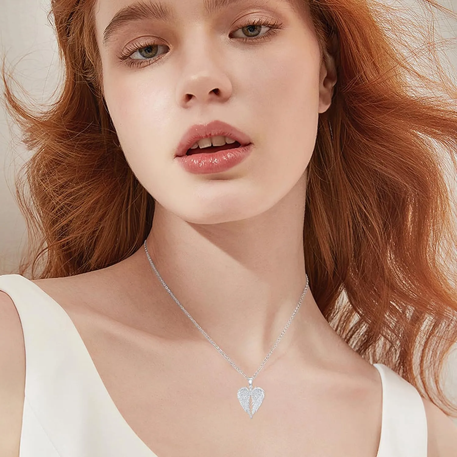 Diamond Angel Wing Necklace for Women in 925 Sterling Silver
