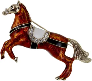 Diamond Brooch Pins for Women, Simulation Horse Brooches, Vintage Rhinestone Lapel Pin, Stylish Elegant Alloy Brooch Clip Jewelry for Hat, Handbag, Scarf, Birthday Anniversary Decoration
