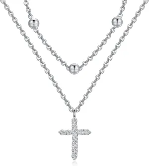Diamond Cross/Heart/Evil Eye Layered Necklace for Women in 925 Sterling Silver