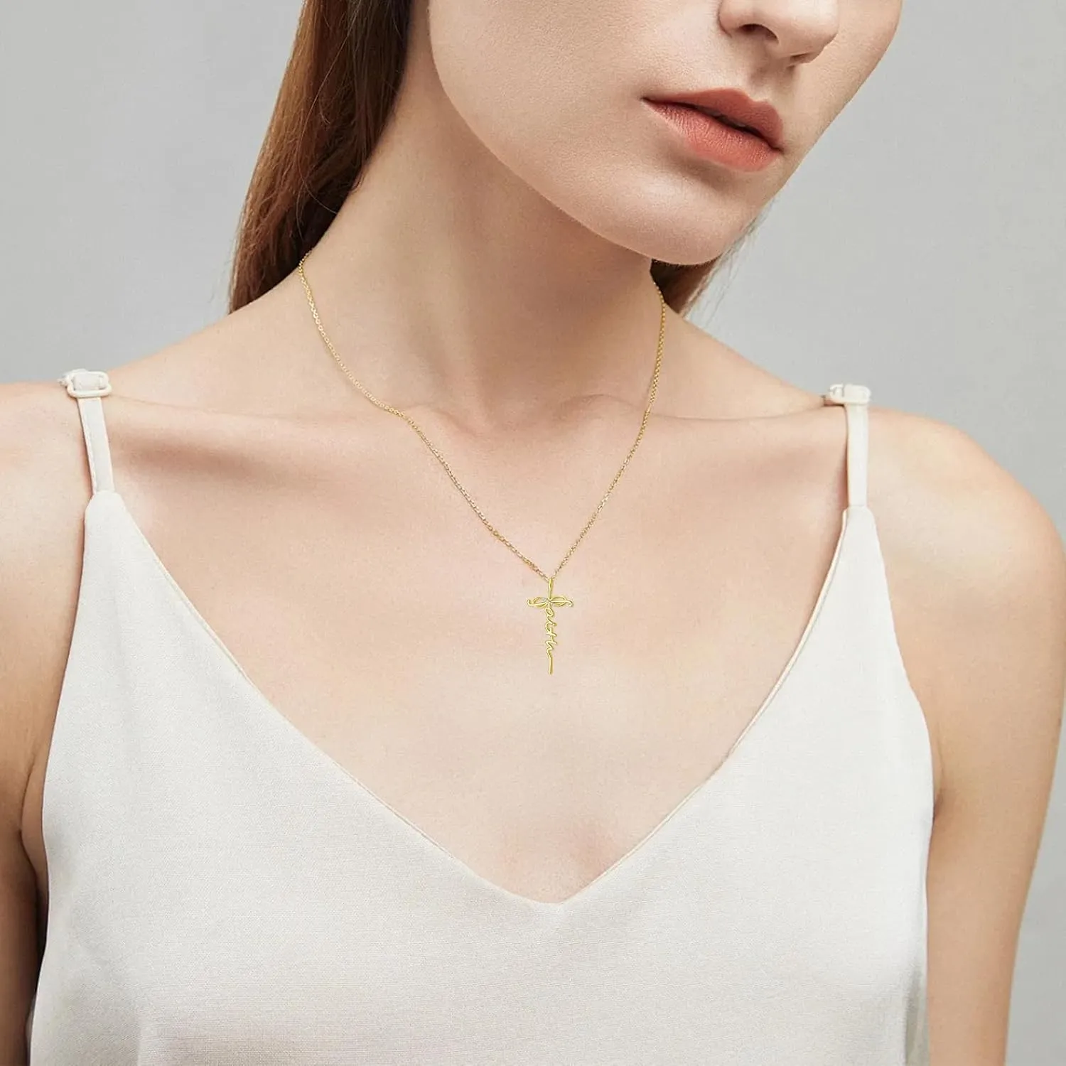 Diamond Faith Cross Necklace for Women 925 Sterling Silver Infinity Faith Pendant with Lab Grown Diamond Jewelry Gifts for Her