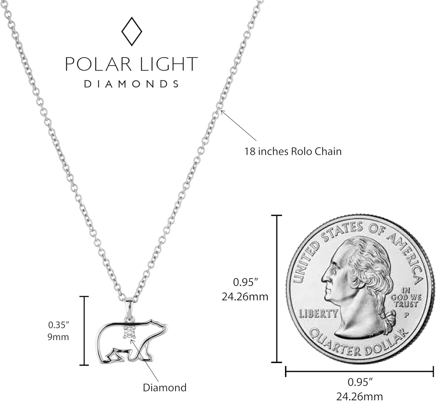 Diamond Solitaire Pendant Necklace in .925 Sterling Silver with 1/20 Carat Round Brilliant Cut Canadian Diamond (H-I Color, SI2-I1 Clarity) - Choice of Styles