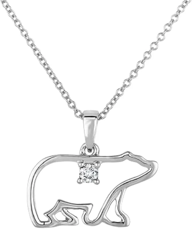 Diamond Solitaire Pendant Necklace in .925 Sterling Silver with 1/20 Carat Round Brilliant Cut Canadian Diamond (H-I Color, SI2-I1 Clarity) - Choice of Styles