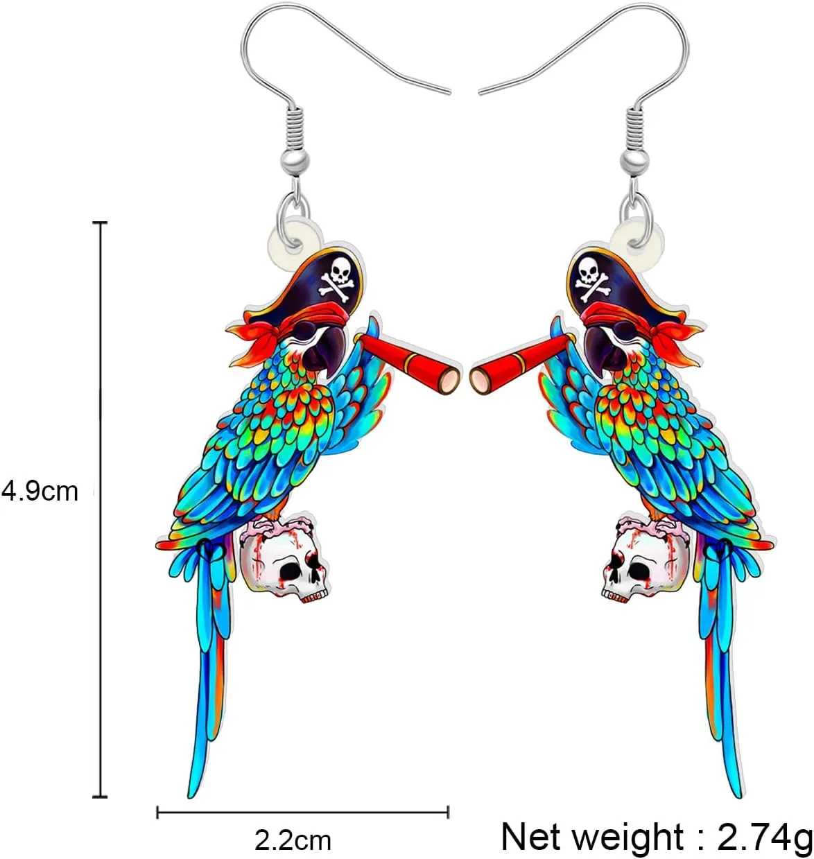 DOWAY Cute Acrylic Macaw Parrot Earrings Dangle Charms Birds Accessories for Women Summer Animals Jewelry Gifts